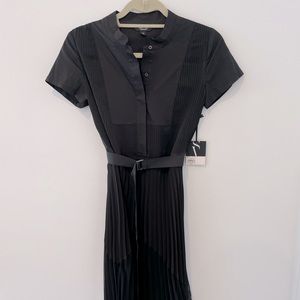 Simply Vera Wang Pleated Black Belt Shirt Dress XS